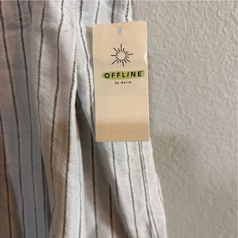 OFFLINE by Aerie Striped Button Front Pleated Skort Blue White NWT Coastal Small